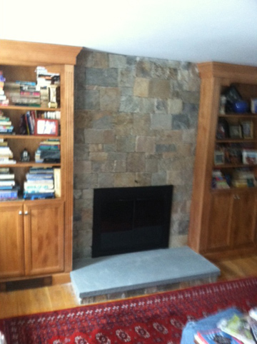 North Andover Fireplace facelift over old ugly brick
