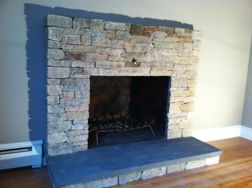 stone veneer fireplace