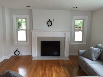 Needham MA fireplace facelifter complete with custom wood work