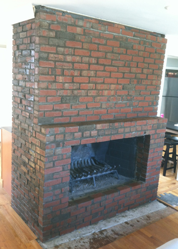 brick fireplace change opening for new custom screen