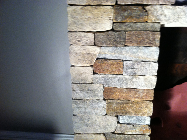 Fireplace Stone veneer fireplace column detail using ledgestone