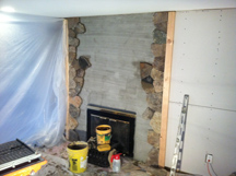 Fireplace remodel stone veneer Melrose MA