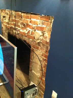Wayland MA Fireplace redesign mixed brick face